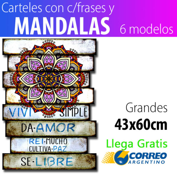 Carteles Frases Mandalas 43x60 cm