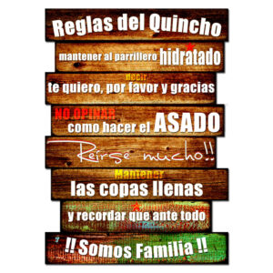 Cartel Grande Reglas del Quincho 43x60 cm