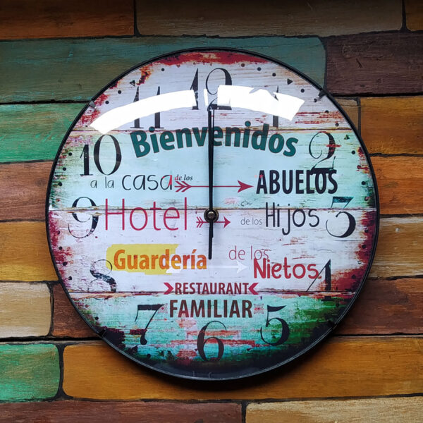 Reloj de Pared Vintage Abuelos – 30 cm, Vidrio Bombé y Base Plástica - Imagen 2