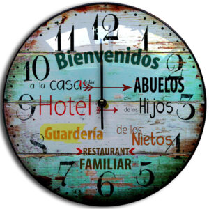 Reloj de Pared Vintage Abuelos – 30 cm, Vidrio Bombé y Base Plástica