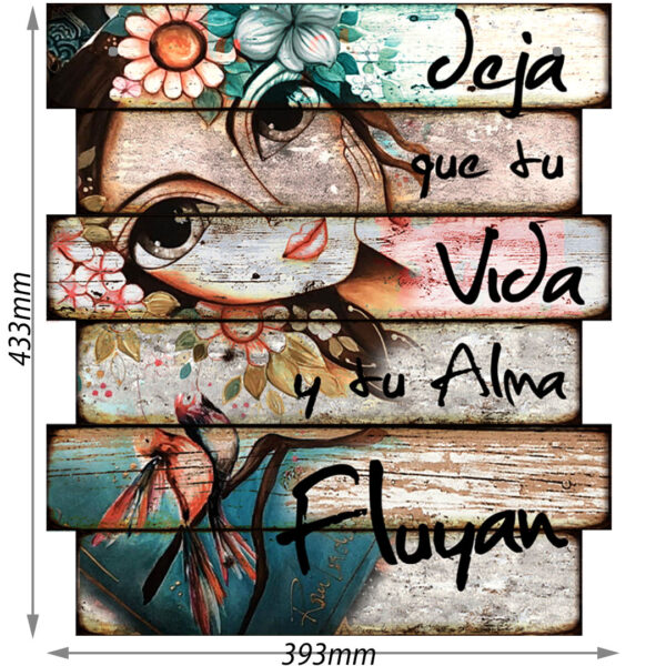 Cartel C2 Tu Vida y tu Alma Fluyan 43x45cm vintage
